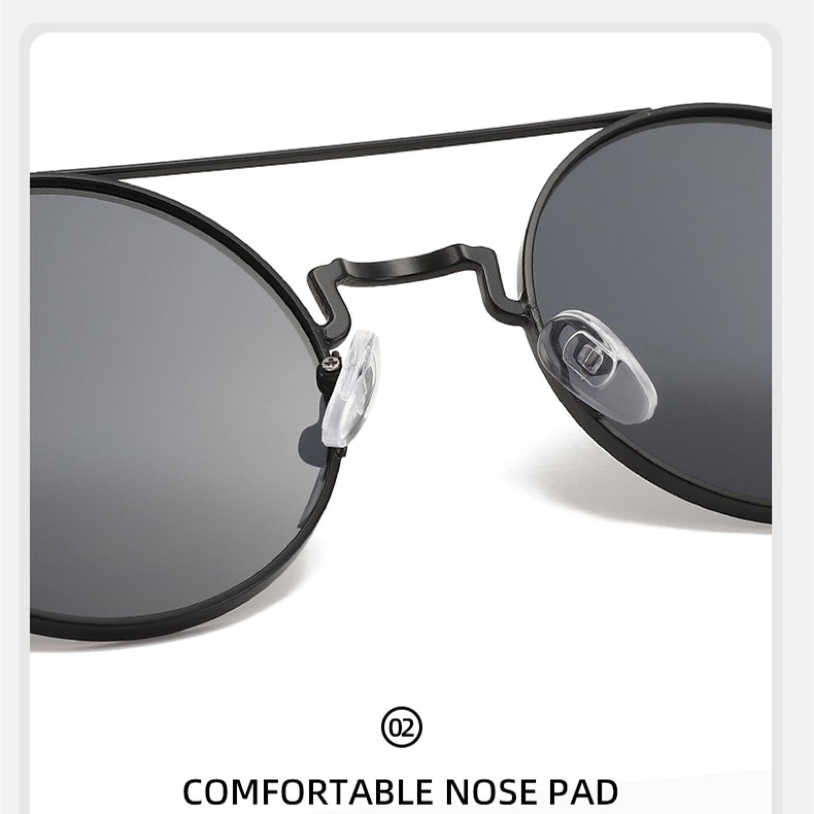 Gafas de sol punk con montura redonda. Gafas de sol metálicas huecas de doble resorte con patillas huecas.