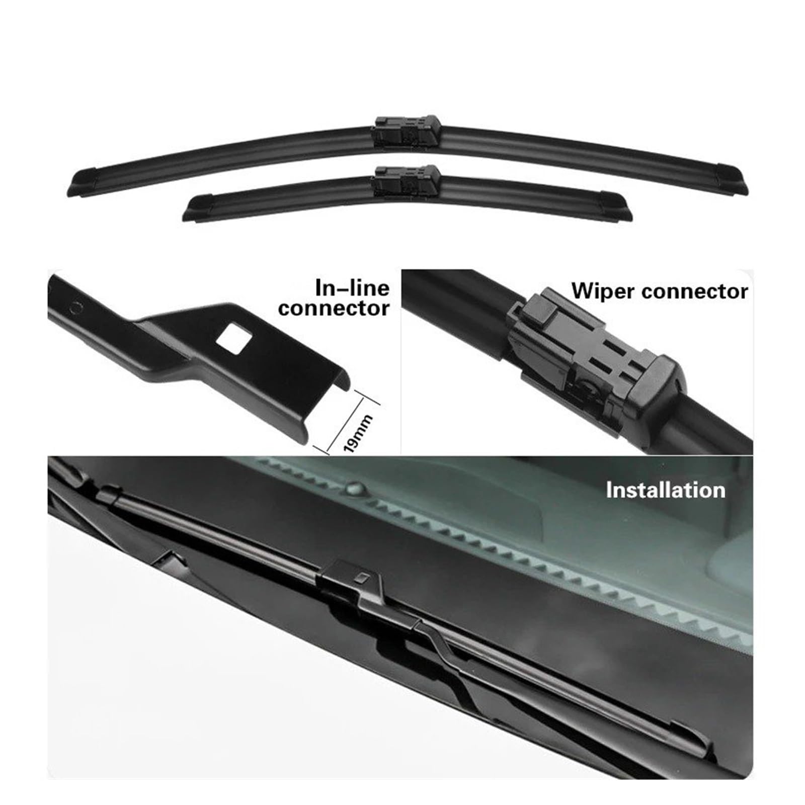 Parabrisas Escobillas Para Peugeot 208 2012-2017 Escobillas Limpiaparabrisas Delanteras Y Traseras De 26" + 16" + 14" Escobillas limpiaparabrisas delanteras