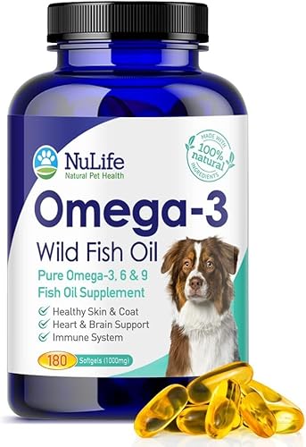 Aceite de pescado puro Omega 3 para perros capturado salvaje de Islandia suplemento para la piel y pelaje para desprendimiento picazón seca y