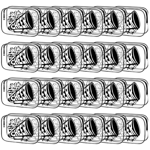 Kacctyen 24 Pcs Black Cheer Makeup Bag Cheer Gifts Bulk for Team 7 x 4.7 x 2.4'' Cosmetic Bag Cheerleader PVC Makeup Case Clear Toiletry Zipper Pouch for Cheerleading Teammates Party Supplies