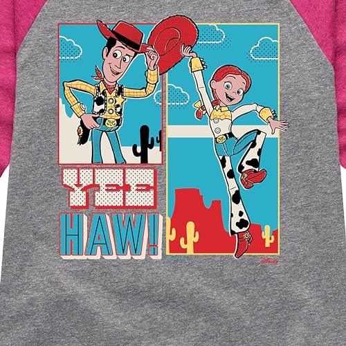 Disney - Toy Story 4 - Woody and Jessie - Toddler & Youth Girls Raglan Graphic T-Shirt3