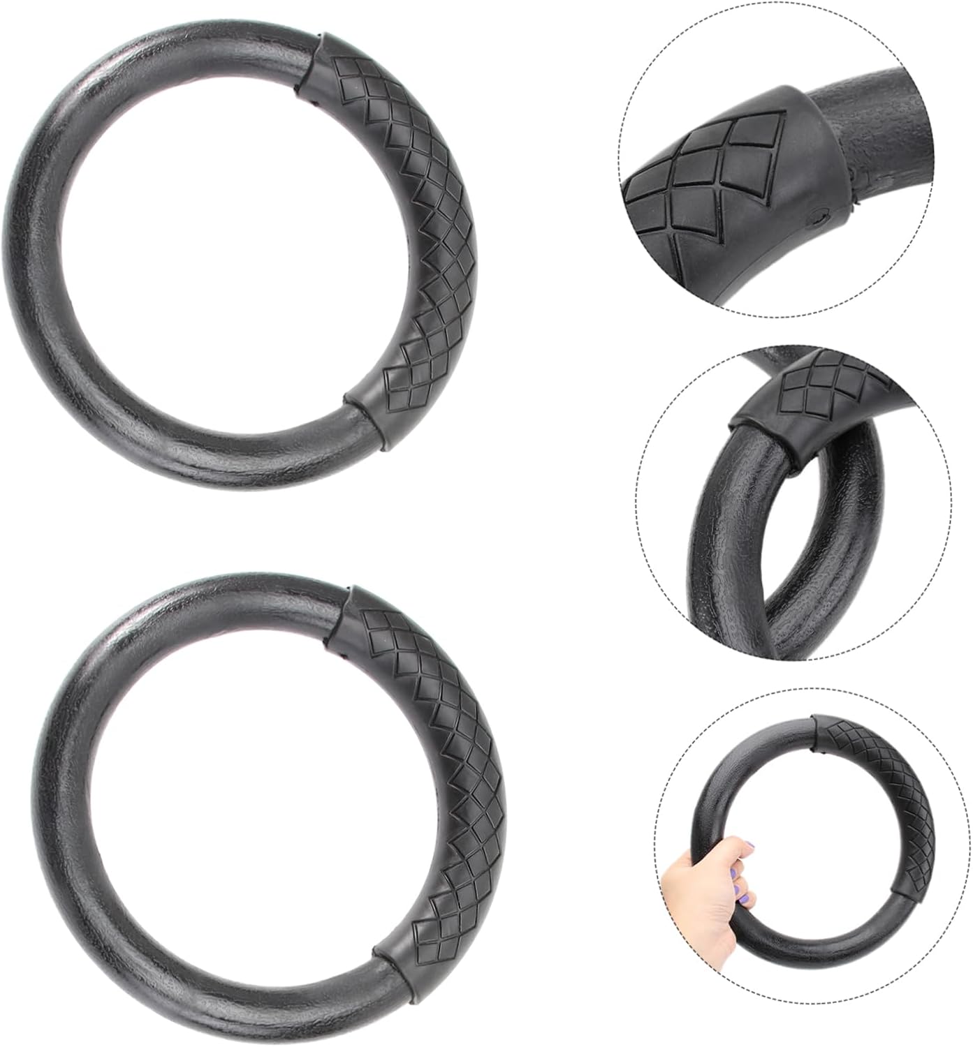 1Pair Abs Gymnastic Rings Durable Fitness Rings for Home Workouts for Full Body Training Support Pushups Dips Black