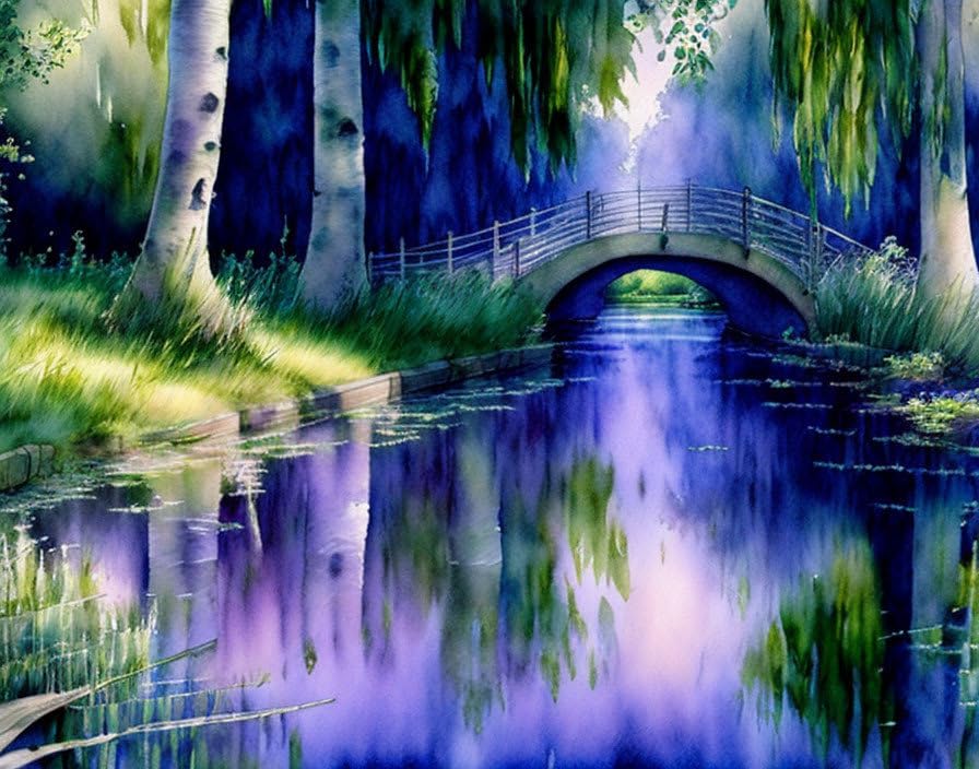 Affiches sur toile avec réflexion et rayons de soleil sur canal verdoyant 58x90cm