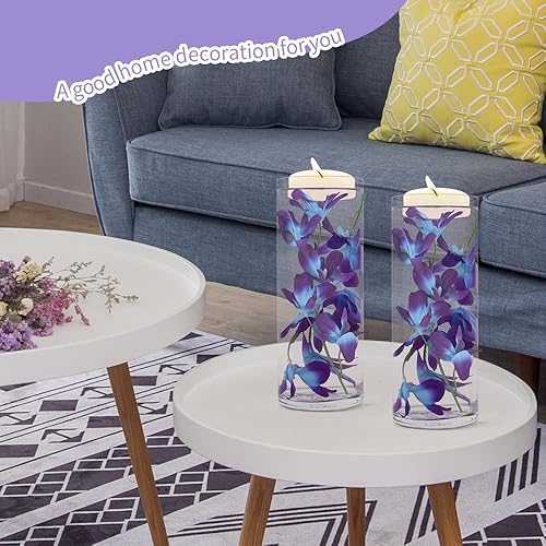 Miniatura 4 de HOKPA 60 cabezas de orquídeas artificiales, 12 piezas de flores de orquídeas artificiales para velas flotantes, centros de mesa de boda, decoración