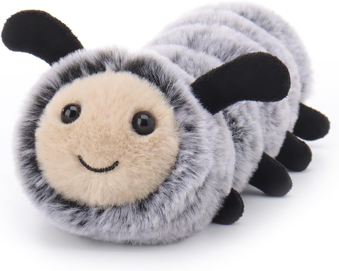 Apricot Lamb Happy Caterpillar Stuffed Animals for Kids, Soft Cute Plush Toys for Baby Girl and Boy, 7.9 Inches