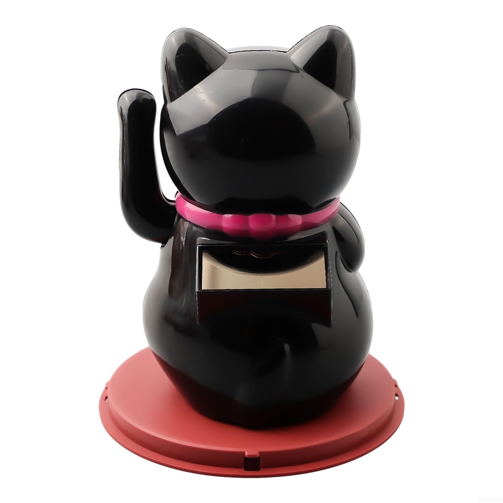 Solar-powered Automatic Waving Lucky Cat, Powered Lucky Cat, Solar Powered Cute Waving Cat, Automatic Waving Lucky Cat Figurine Ornament For Home Office Display(Black)