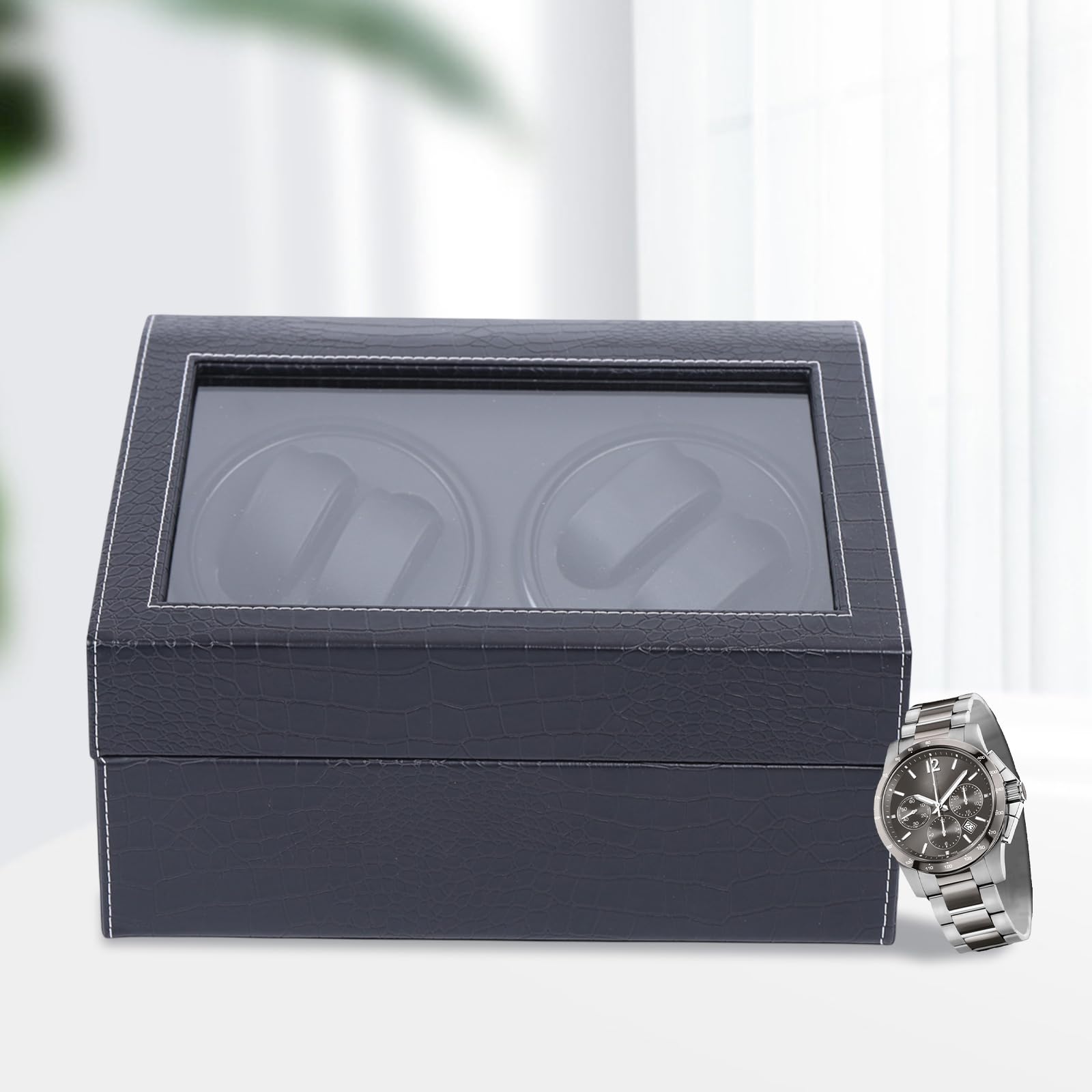 Automatik Uhrenbeweger | Uhrenbox | Uhrenkasten | Automatisch Drehbares | 4+6 Fächer | Watch Box | Transparentes Fenster | Für Automatikuhren, Schmuck
