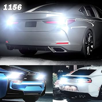 White 1156 P21W LED Bulb For Reverse Lights,Auto BA15S LED Canbus Error Free Replacement Bulb DayTime Running Lights Car Backup BrakeTail Light DRL Fog Lamp 3700LM(2 PCS)