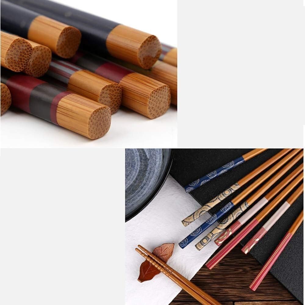 SePkus Essstäbchen, Geschirr, Japanisches Geschirr, 5er-Set Essstäbchen aus Naturholz, Essstäbchen für asiatisches Essen, Jubiläum, Feiern, Essen und Bar-A (Farbe: B) (Farbe: einfarbig)