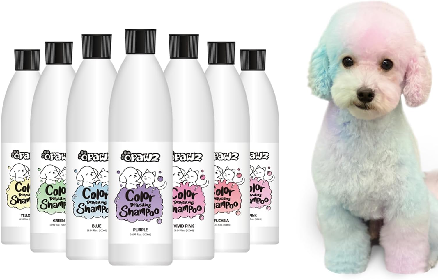OPAWZ Color Depositing Shampoo for Dogs and Cats, Semi-Permanent Dog Hair Dye, Safe Pet Hair Dye for All Bathable Pets (Blue, 16.94 fl.oz / 500mL)