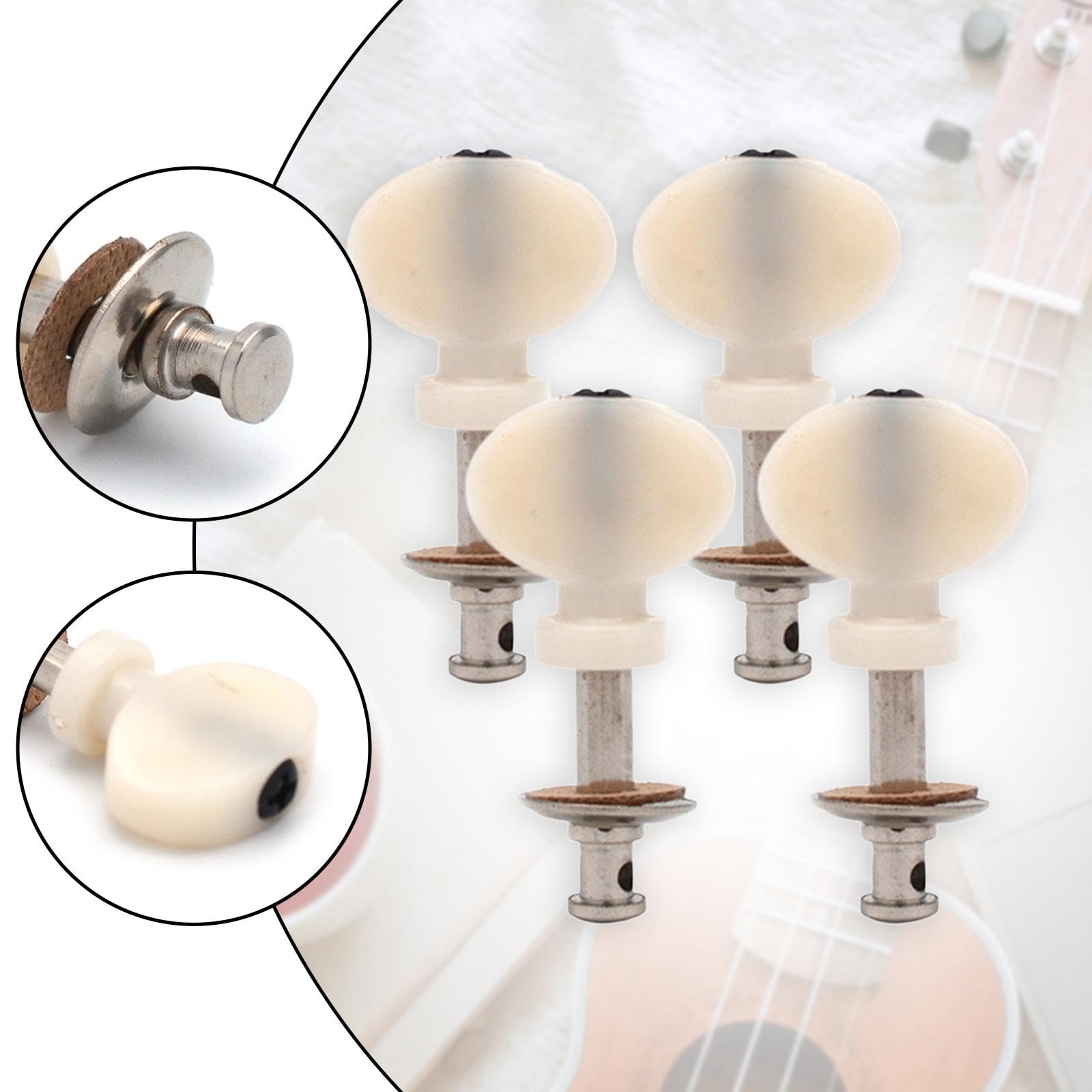 DYNWAVE 4Pcs Ukulele String Pegs Instrument Accessories Metal Replacement, Machine Head Pin for Ukulele Head for Show, Stage