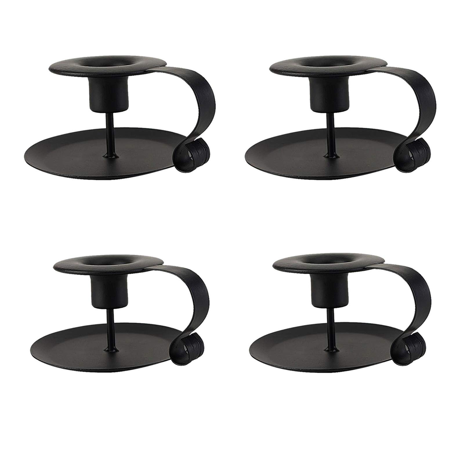 JOUDOO Wrought Iron Candlesticks for Taper Candles, Vintage Style Candelabrum for Table, Candlelight Dinner, Birthday, Festival, Christmas, Halloween Decorations Indoor, Black Candle Holder (4)