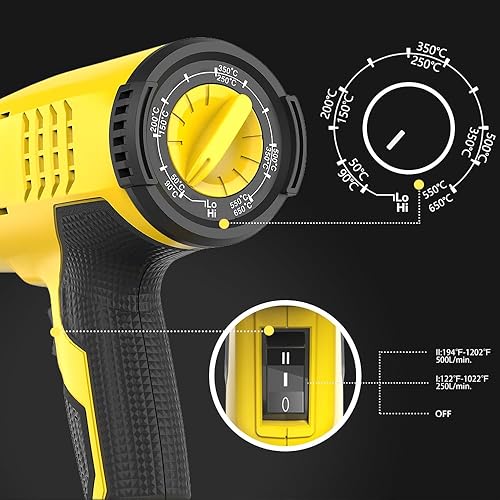 Miniatura 5 de Pistola de calor de larga vida útil de 122   1202  (122.0 F - 1,202.0 F) Control de temperatura variable Kit de pistola de aire caliente resistente