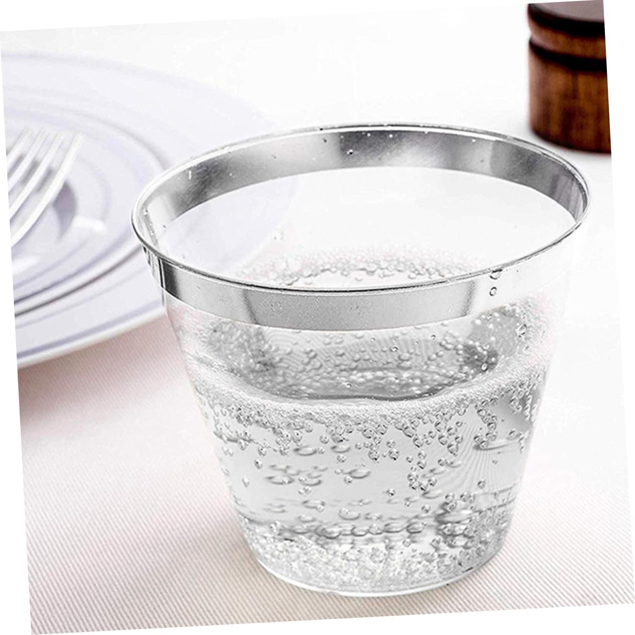 Zerodeko 100 Pack Disposable Plastic Cups Large Capacity Tableware for Wedding Birthday Party Supplies (Hot Stamping Brim)