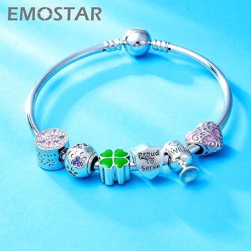 Miniatura 8 de EMOSTAR Juego de dijes con estampado de pata azul que se adapta a pulseras de bricolaje, dijes brillantes de huella de pata de cachorro y dijes de