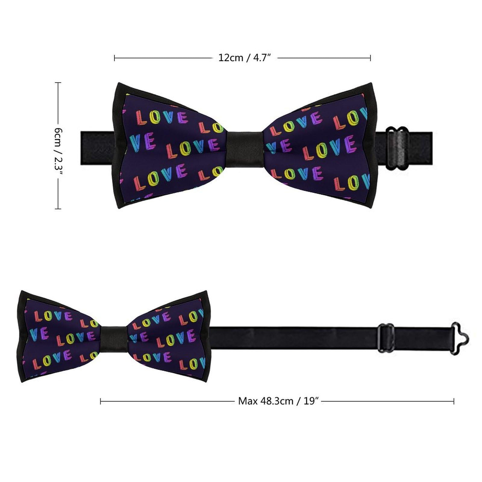 GoasNei Pride Month LGBTQ Gay Pride Ally Bow Tie for Men Adjustable Necktie Funny Tie Neck Ties for Weddings Party