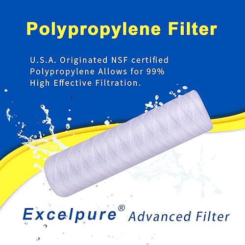 Miniatura 2 de EXCELPURE Filtro de sedimentos para heridas de cuerda para toda la casa de 5 micrones de 10 x 2.5 pulgadas para agua de pozo, cartucho de repuesto