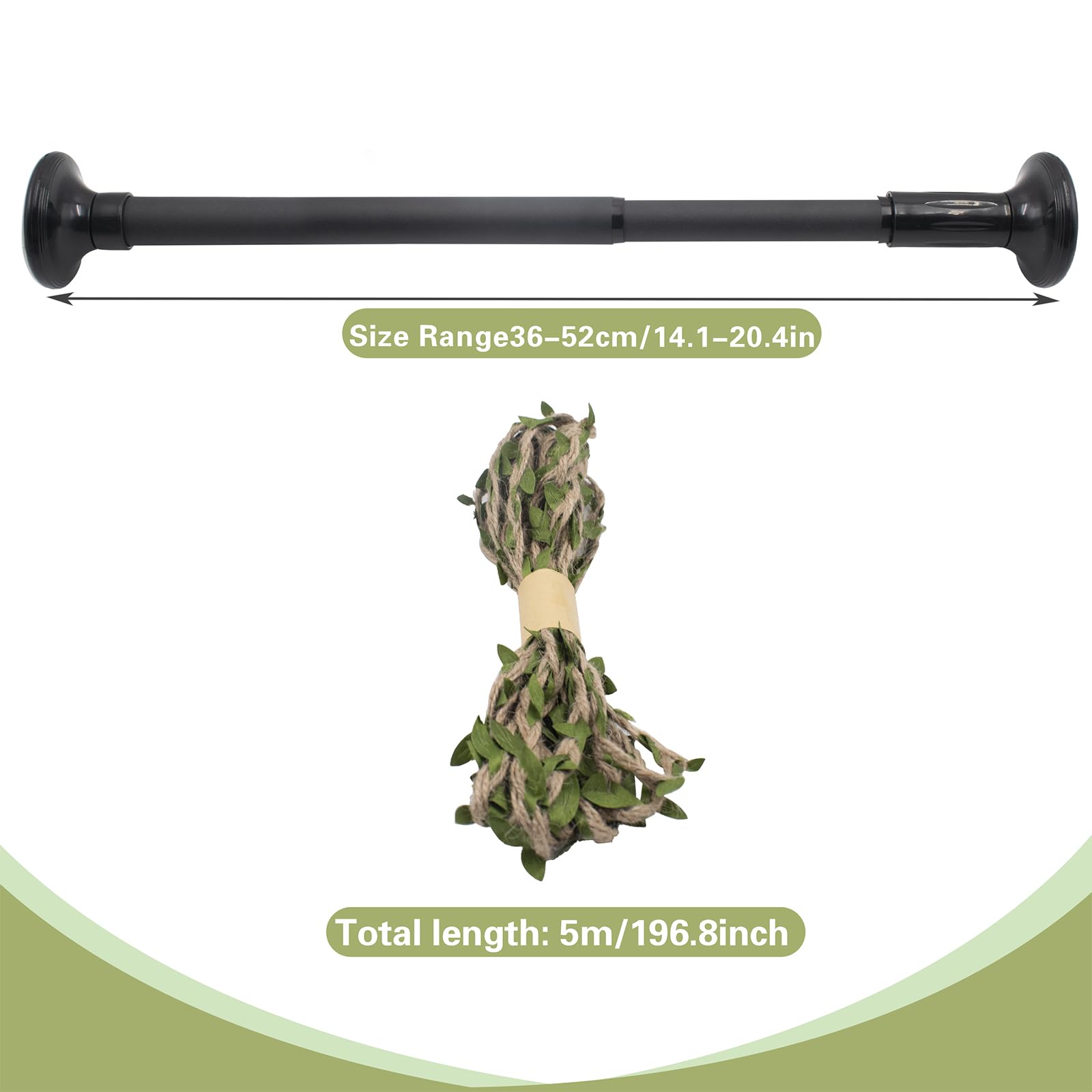Snake Bâton d'escalade pour Reptiles en Corde de Chanvre avec Feuilles Vertes Décoration d'habitat de Terrarium pour Python Royal, lézard, Serpent, Bernard-l'ermite 40–50 cm