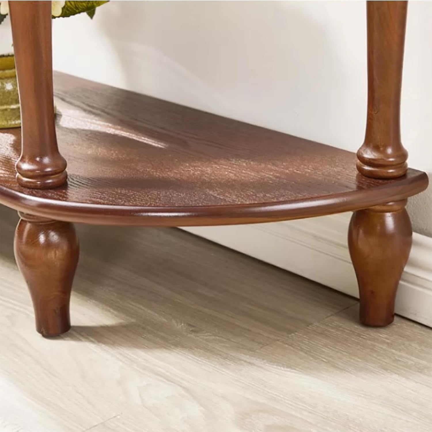 Consolle a mezzaluna in legno massello con ripiano Der & Sto tavolo da ingresso semi-circolare per soggiorno 100 cm noce h (L x P x A) 30 cm x 80 cm