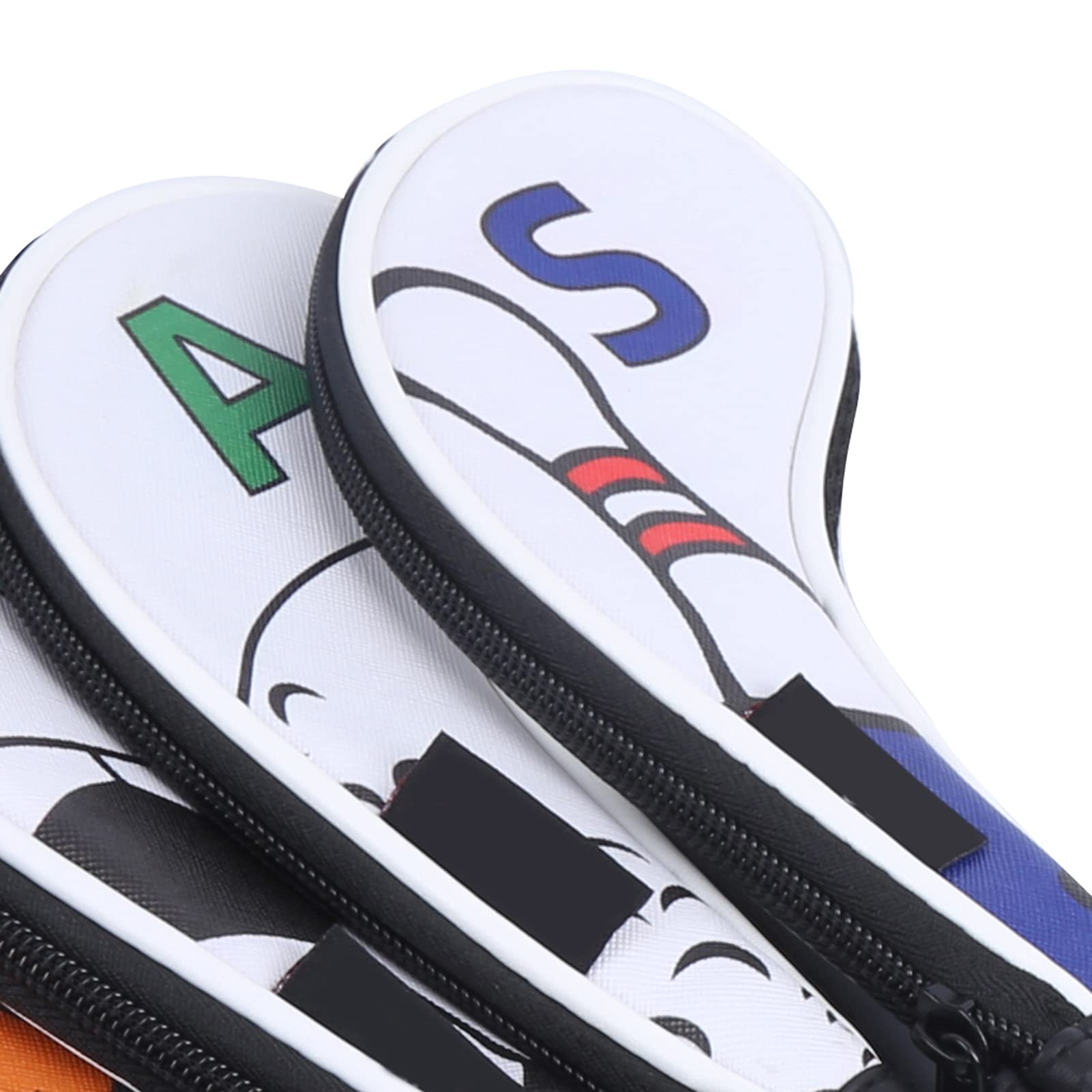 9 Piezas Fundas para Cabezas de Hierro de Golf, Cremallera Digital Patrón Deportivo Protector PU Impermeable, Juego de Fundas para Palos de Golf con Forro de Terciopelo, Funda