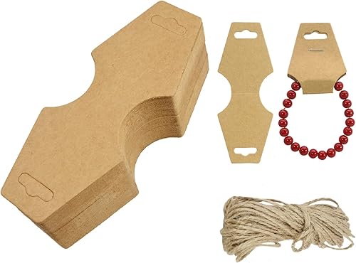 PQZKLDP 240 etiquetas de papel kraft para collares, etiquetas de papel en blanco, etiquetas de etiquetado con cuerda de yute y cordón elástico para