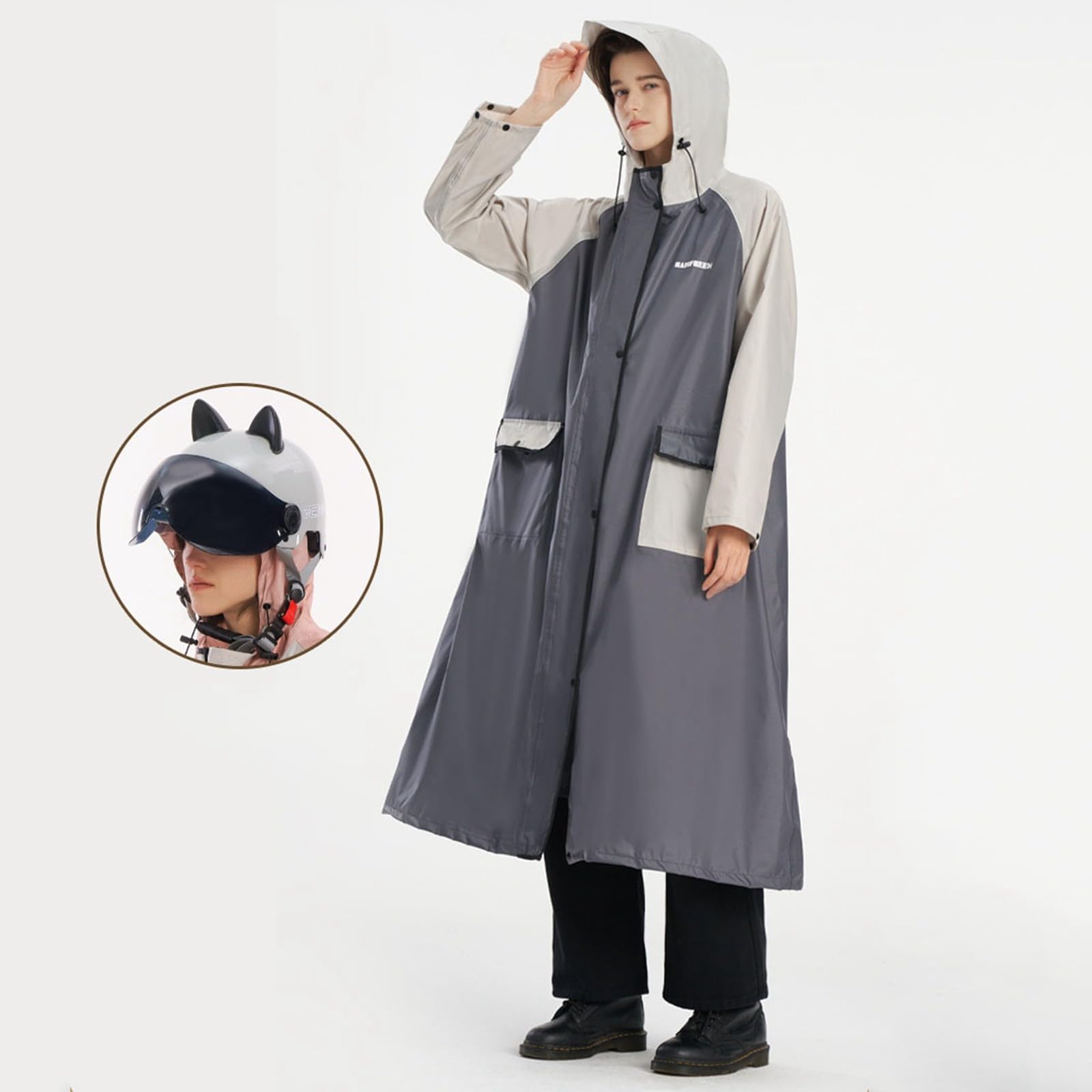 Regenponcho Herren Poncho Waterproof Rain Fahrrad Mit Ärmel Regencape Army Regenschutz Wandern XXL Große Größen Campingausrüstung Rucksack Wasserdicht Festival Einweg XL Regenjacke Regen Camping