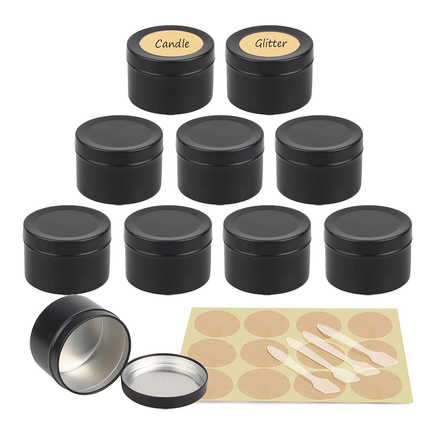Lot de 100 Pots en Aluminium Noir Mat Avec Couvercles Coulissants 50 ml, bocaux en aluminium ronde D50mm x H35mm, Pour Baumes à Lèvres, Bougies, Savons et Autres Produits Cosmétiques