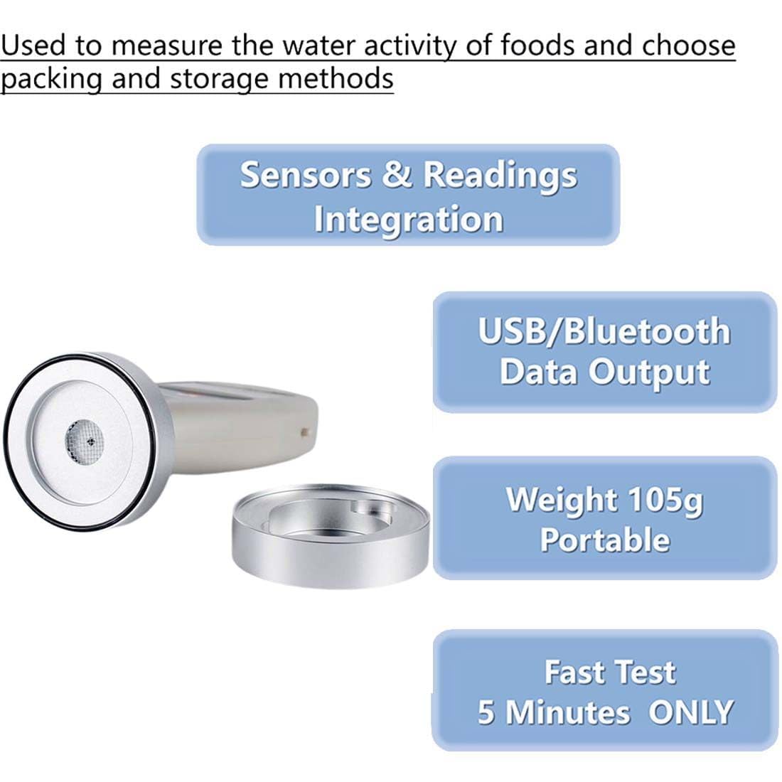 Medidor de actividad de agua portátil, probador inteligente para alimentos, cecina, frutas secas, granos y verduras, monitor AW con cable de datos USB y software