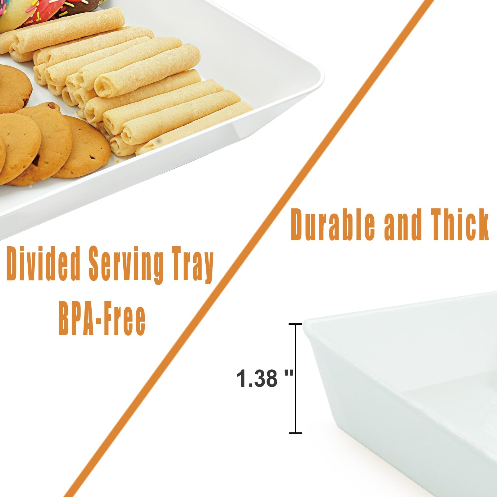 4 Pack White Cracker Tray 15x6inch Large Appetizer Jamaica