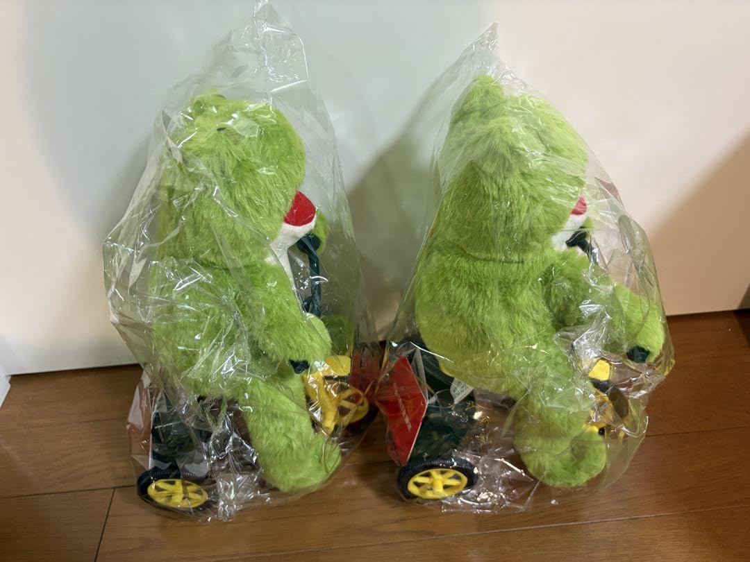 【新品・未使用】チャリカエル ギミックぬいぐるみ グリーン ブルー　4点セット チャリカエル ギミックぬいぐるみ 蛙 自転車 緑 水色 新品未使用