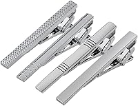 4-Pack Stainless Steel Tie Clips for Men - Classic Tie Bars for Business, Weddings, Father's Day Gifts