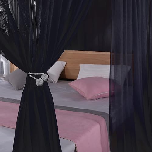 Miniatura 7 de SCMTY Elegante mosquitera de lujo con 4 postes de esquina con cubierta superior a prueba de polvo para adultos, adolescentes, niñas, niñas, cuna,