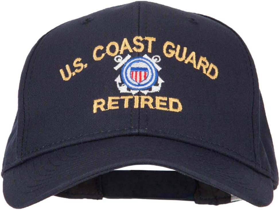 US Coast Guard Retired Logo Embroidered Solid Cotton Pro Style Cap