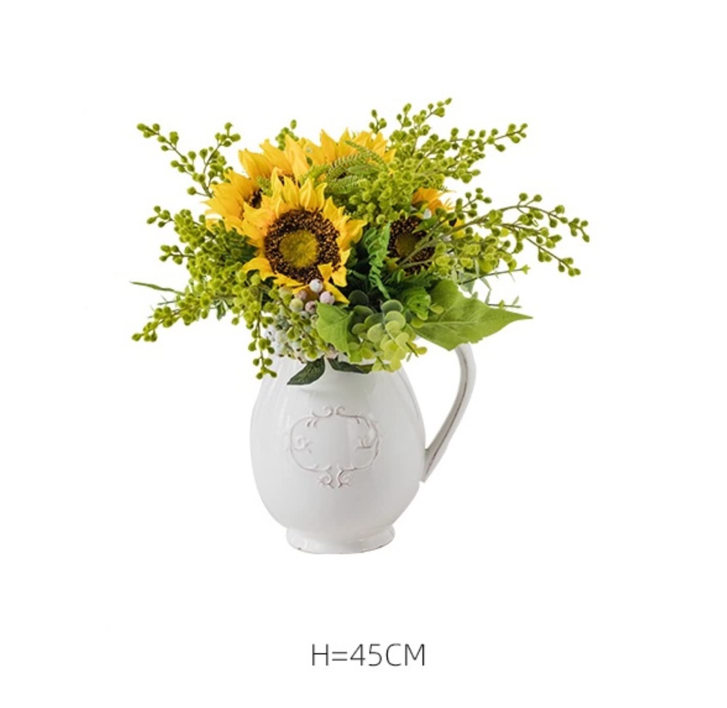 Decorazioni Domestiche Fiori Splendidamente Artificiali Set Vaso di Fiori di Seta di Girasole Finto Decorazione della Casa Fiori Finti(C)