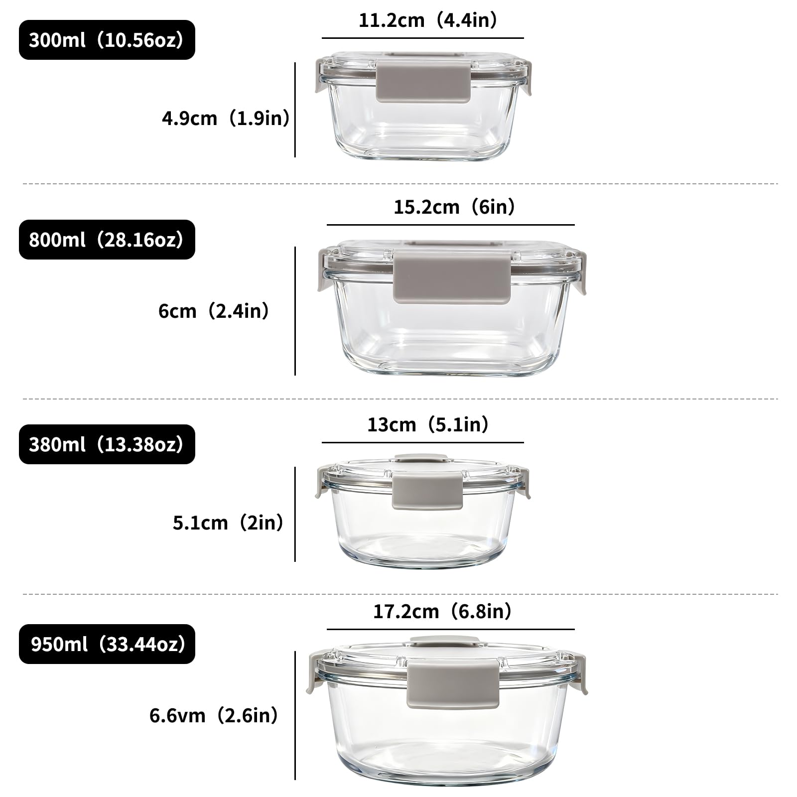 Pack 12 Tarros de Cristal con Tapa Hermética - Recipientes Herméticos para Alimentos - Tappers de Vidrio Hermeticos Microondas Congelador
