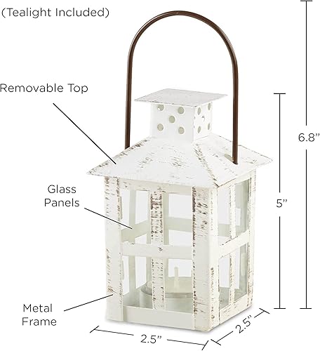 Miniatura 6 de Kate Aspen Farol decorativo blanco rústico de 5 pulgadas