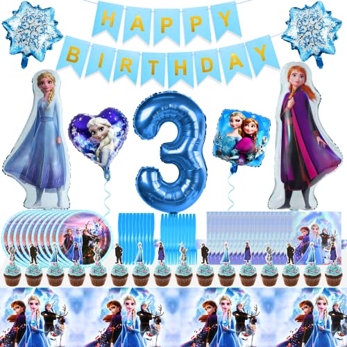 Set De Vaisselle D'anniversaire Frozen 63 Pièces - Assiettes, Gobelets, Serviettes, Ballons Thème Neige - 9