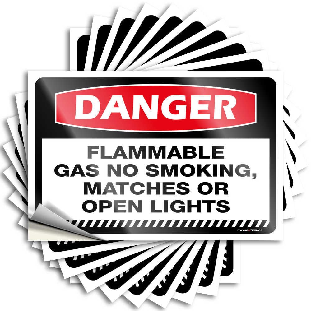 Funny Sticker Bumper Cheap Danger Flammable Gas No Smoking, Matches Or Open Lights for Essentials - Bar Decor for Home Easy Peel Removable(6X9CM)