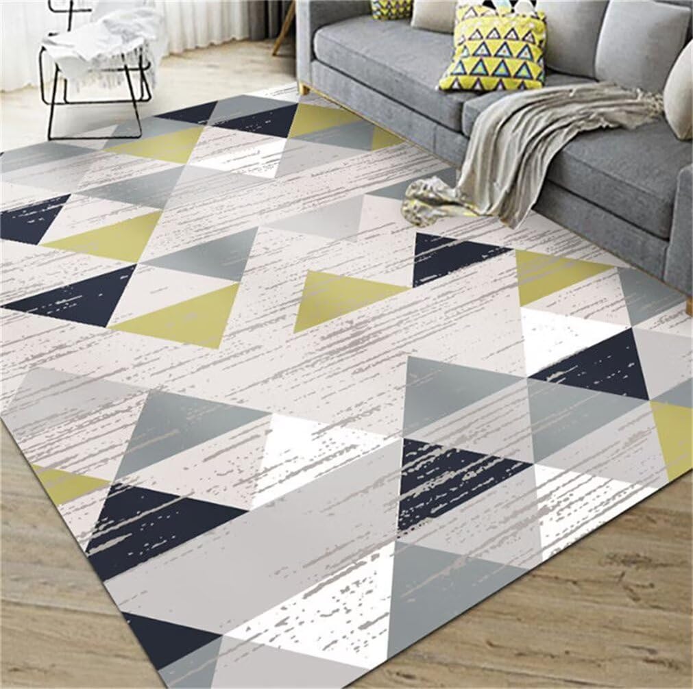 Tapis de sol salon gris 150x200cm lavable et anti-taches