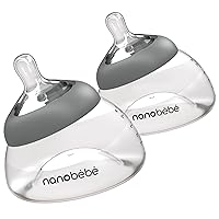 Vista 1 de Nanobebe Breastmilk Bottle, Breastfeeding Newborn Breast Like, Anti Colic, Perfect Latch, Preserves Breast Milk nutrients, Twin-Pack Grey