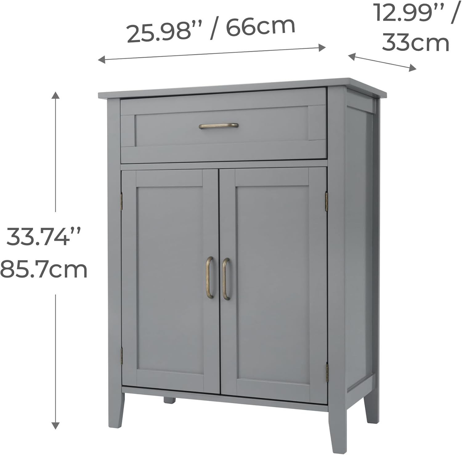 Mercer Freestanding Cabinet with 1 Drawer and Double Doors - Grey