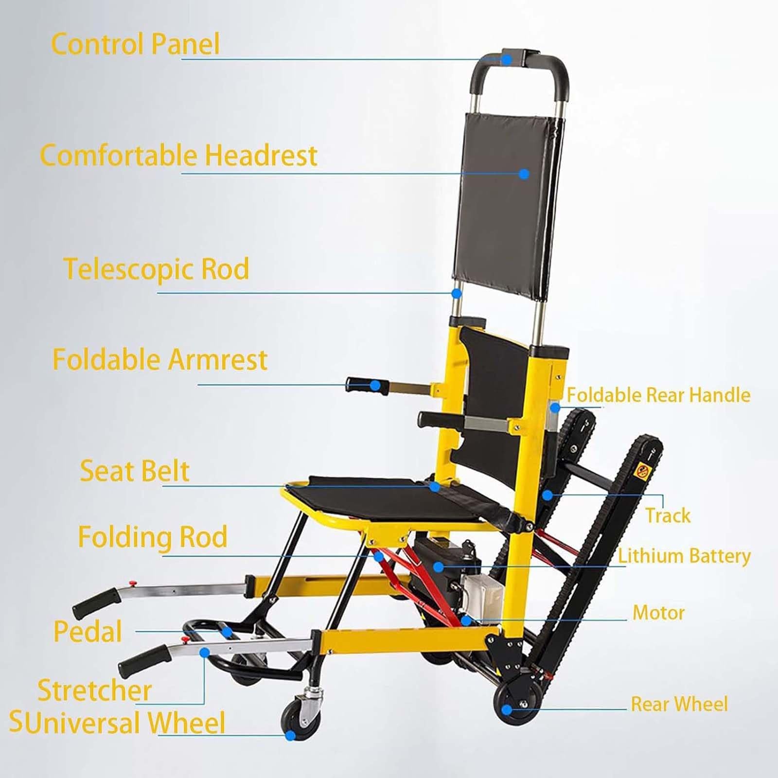 Montascale Elettrico Cingolato Portatile Montascale Pieghevole per Sedia da Scalatore Sedia A Rotelle per Salire Le Scale può Salire E Giù per Le Scale per Disabili E Anziani