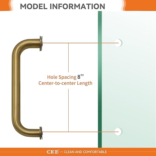Miniatura 9 de CKB Manija de puerta de ducha de vidrio de 8 pulgadas, manija de puerta de vidrio trasera compatible con vidrio de 14 a 12 pulgadas de grosor para