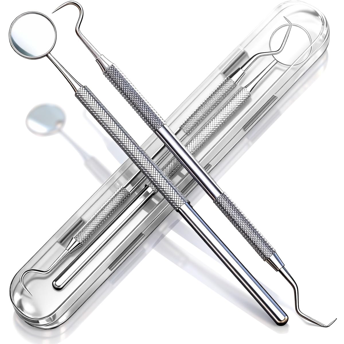 G CATACC 2 Pcs Dental Scraper Tools for Teeth Cleaning Mouth Mirror Metal Dental Pick Tooth Scraper Plaque