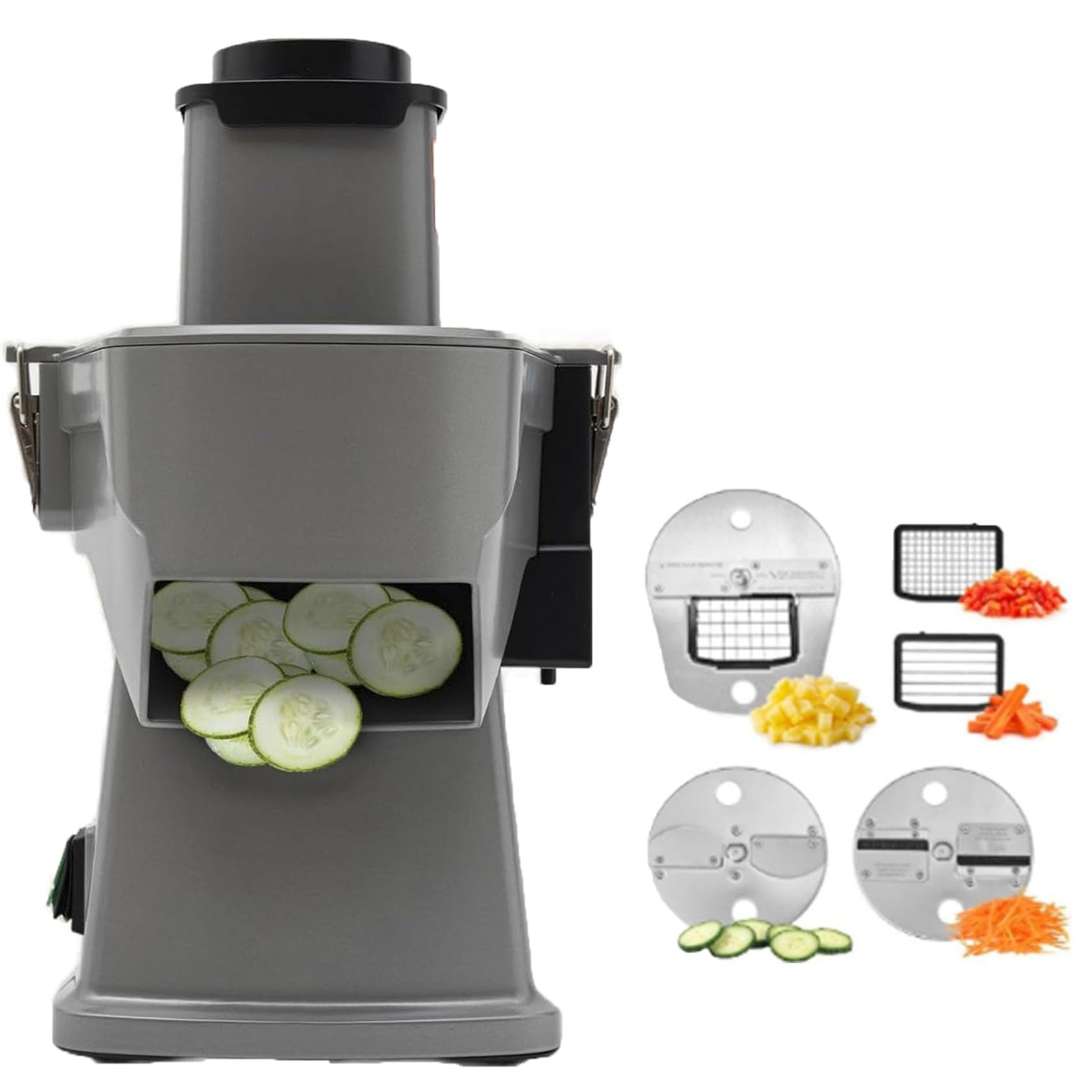 Affettatrice Elettrica Multifunzione 4 In 1, Taglia-Patatine Fritte, Grattugia E Affetta-Cipolle E Patate, Con 5 Lame In Acciaio Inox, Lame Rimovibili Per Una Facile Pulizia