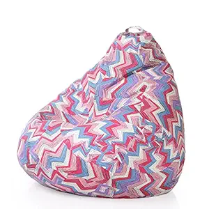 Style Homez Classic Cotton Canvas Geometric Printed Bean Bag XXXL Size Filled with Beans Fillers