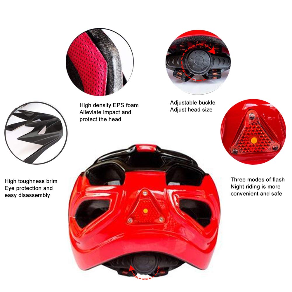 TOPCHANCES Kask rowerowy górski kask rowerowy ze światłem bezpieczeństwa, kask rowerowy hardshell superlekki regulowany rower szosowy w pełni ukształtowane kaski rowerowe dla mężczyzn kobiet