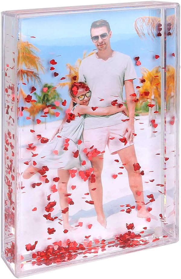 Glitter Picture Frame Liquid Best Friends Acrylic Floating Water Personalized Snow Globe Photo Frame Cute Family Couple Custom Gift
