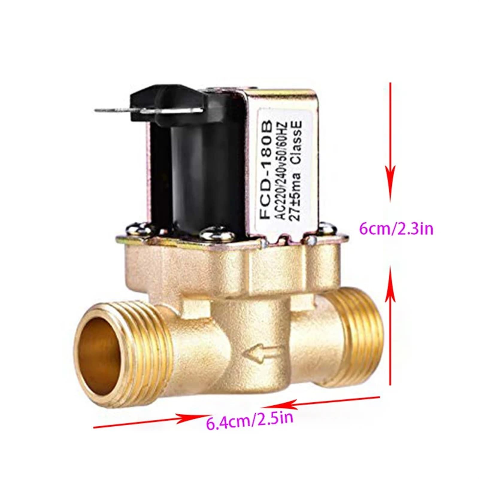 12V 24V 220V 1/2'' DN15 3/4'' DN20 Messing Elektrisches Magnetventil Wasser Lufteinlass Durchflussschalter for Solarwarmwasserbereiter Ventil(3/4",220V)