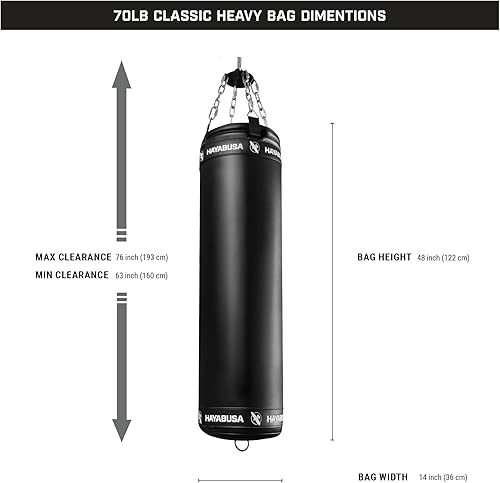 Miniatura 4 de Hayabusa Diseño clásico de bolsa pesada prellenada y sistema de suspensión especializado, negro, 70 libras